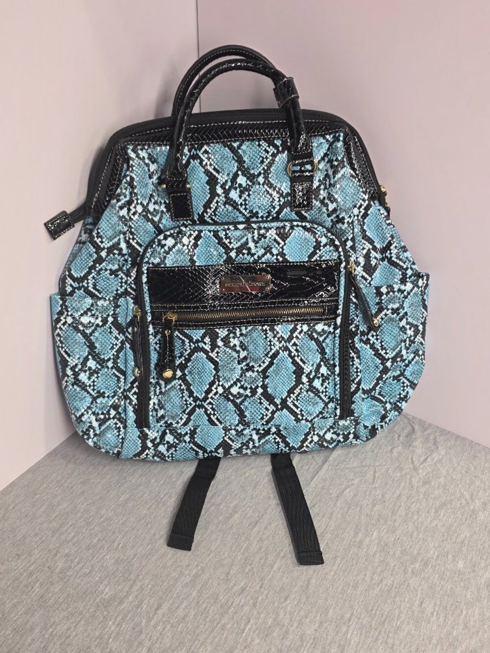 Samantha Brown Snakeskin Print Convertible Backpack NWT